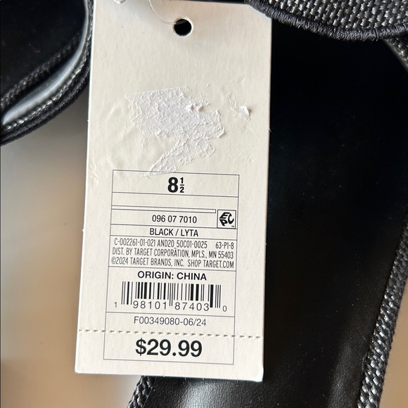 A New Day Lyta Raffia Ruffle Slide Sandals Memory Foam Insole Black - Picture 11 of 11